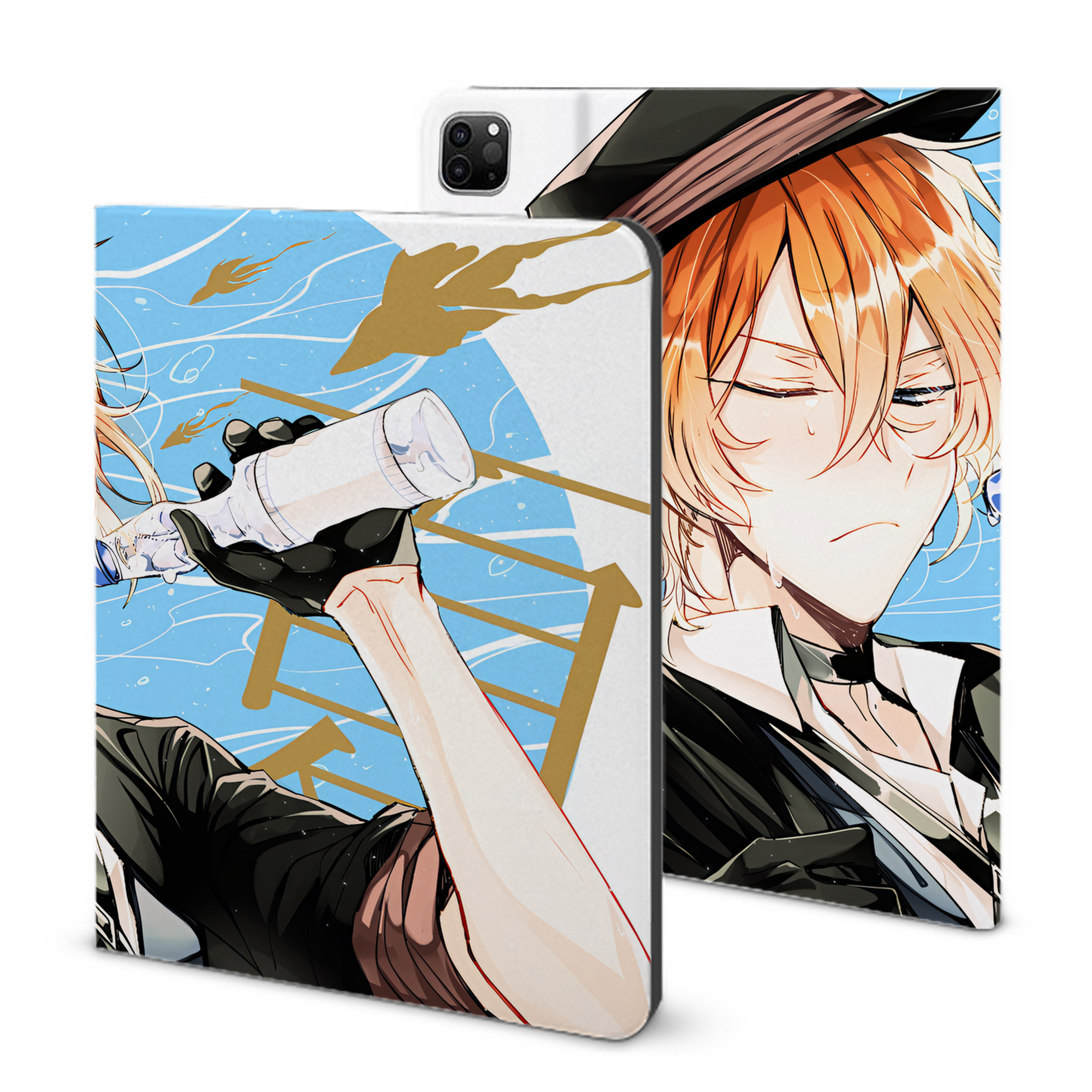 （画像用） 文豪ストレイドッグス Bungo Stray Dogs IPad ケース ブック型 PUレザー TPU 耐衝撃 軽量 薄型 ペン収納なし 全面保護 IPad 各モデル対応